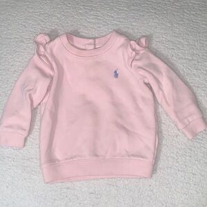 Ralph Lauren Light Pink Kids Sweatshirt with Ruffle Shoulders